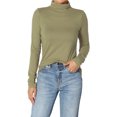 thumbnail image 1 of TheMogan Women's S~3X Essential Soft Jersey Ruched Turtle Neck Long Sleeve Slim Fit Top, 1 of 7