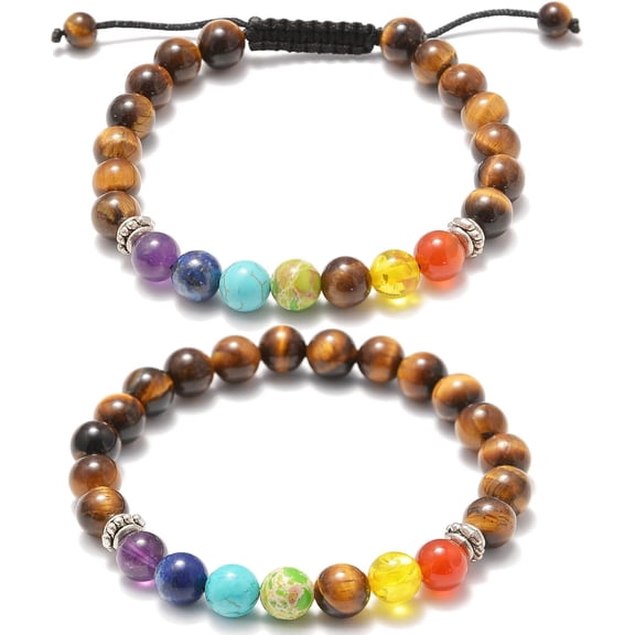 CFIOZYOS 2Pcs His & Hers Distance Beads Bracelets Elastic Natural Stone Yoga Bracelet