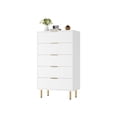 thumbnail image 2 of Home Fluted Wood Dresser 5 Drawers Dresser for Bedroom, Modern Chest of Drawers, Tall White Dresser with Gold Handle, Wood Drawer Organizer for Bedroom, Living Room, Hallway, Entryway, 2 of 7