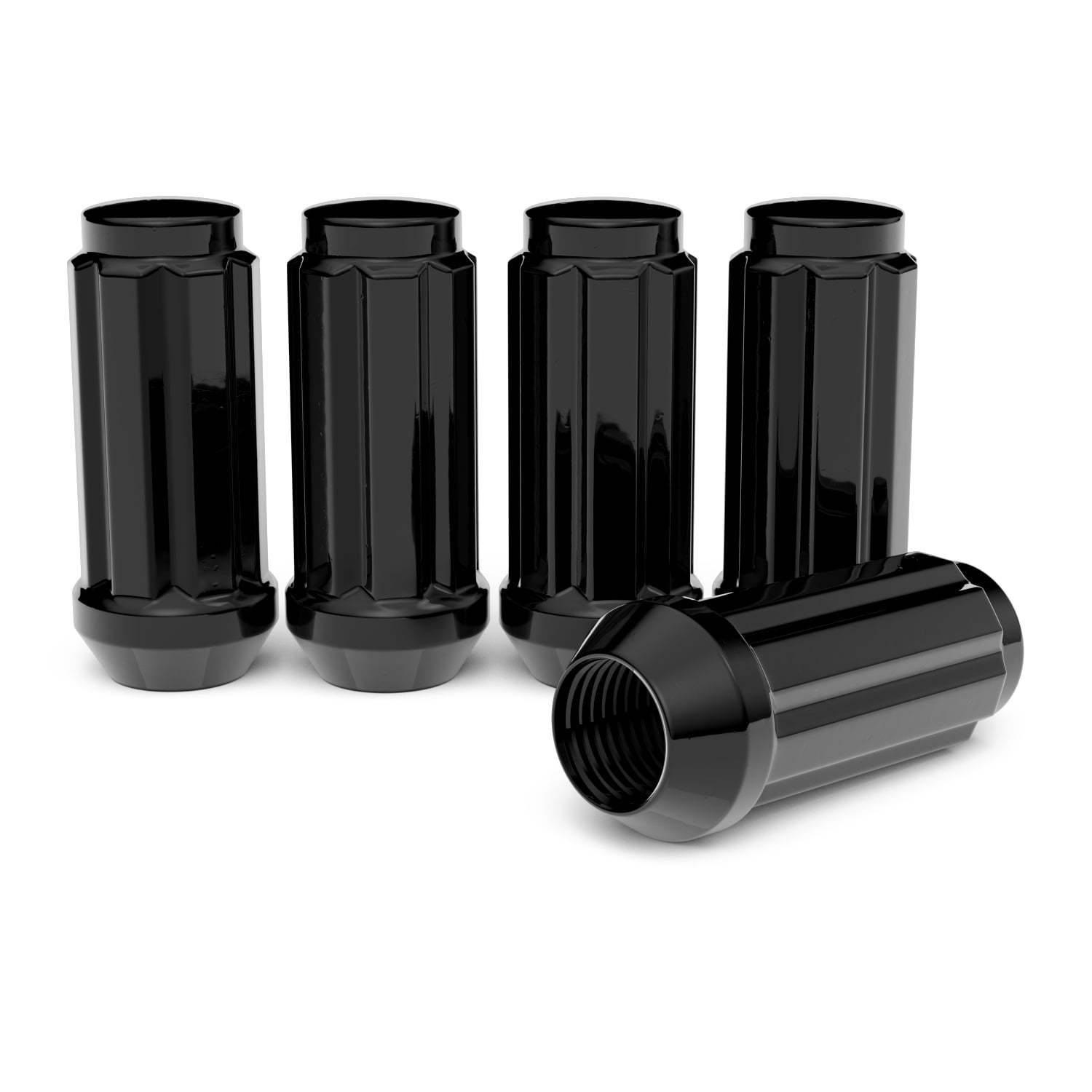 24pcs Black Spline Drive Lug Nuts - 14x2 Thread Size (Coarse) - 2 inch Length - Closed End - Cone Acorn Taper Seat - Includes 1 Socket Key Tool - Compatible with 6Lug Ford F150 Expedition Navigator