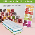 thumbnail image 4 of 4 PCS Stackable Silicone Ice Cube Trays - 14-Cube Easy Release Design with Snap-On Lid for Freezer, Cocktails & Beverages, Flexible BPA-Free Mold., 4 of 9