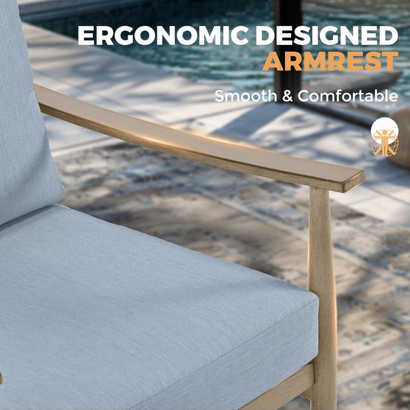4-Piece Aluminum Patio Furniture Set, Rustproof Outdoor Conversation Set with Loveseat, Armchairs and Coffee Table