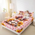 thumbnail image 3 of jejeloiu Pink Checkered Highland Cow Full Size Sheets Kids,Girly Farm Print Bed Sheets,4-Piece, 3 of 6