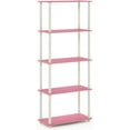thumbnail image 4 of 5-Tier Round Tube Storage Shelf with Adjustable Design, Pink/White for Bedroom, Dorm Room, Garage, Home Office, and Living Room, 4 of 5
