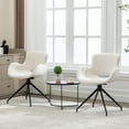 thumbnail image 4 of Swivel Dining Accent Chairs Set of 2, Modern Boucle Dining Chair Upholstered Fuzzy Chair with Arms Black Metal Legs for Living Room Kitchen Bedroom Office, Beige, 4 of 6