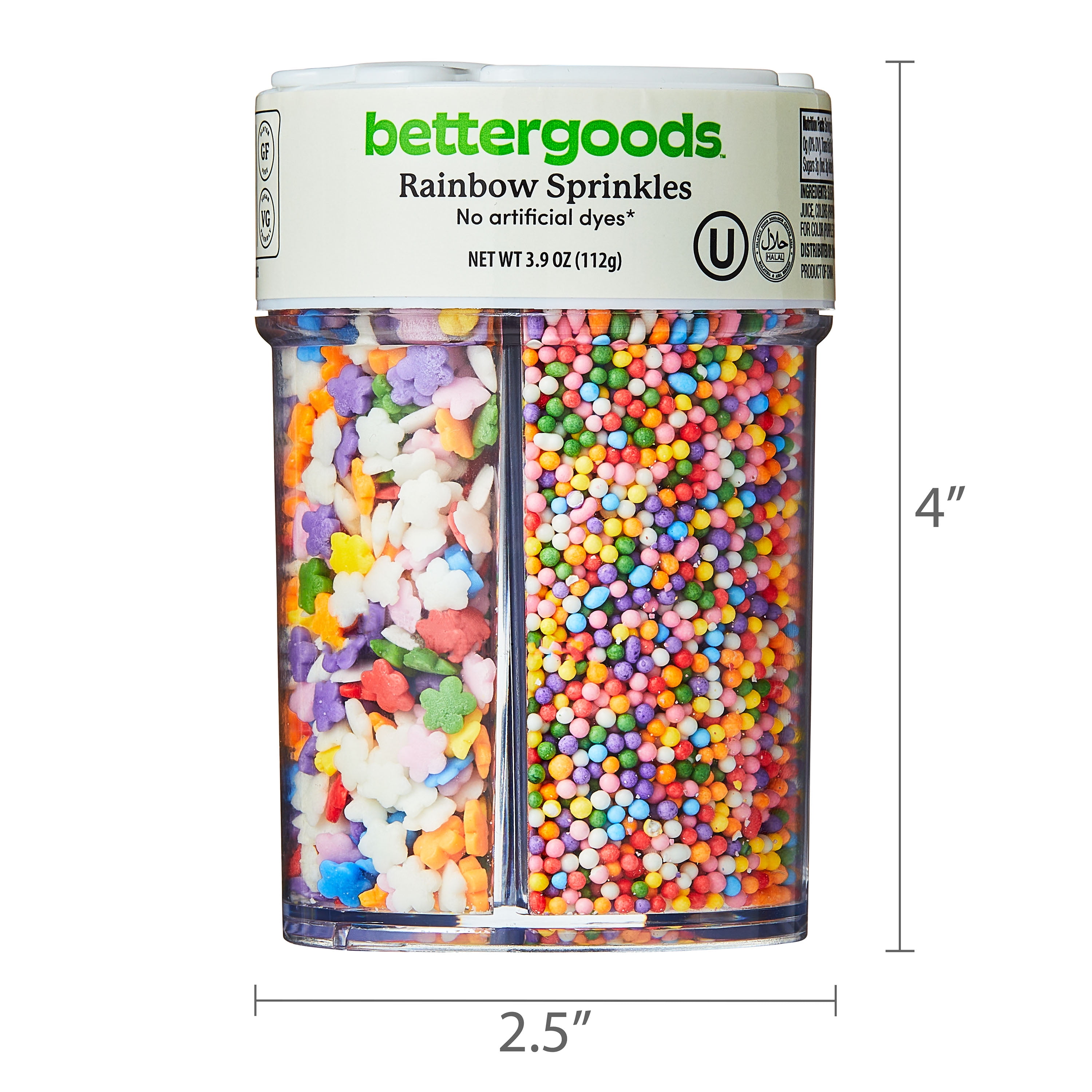 bettergoods 4-Cell Rainbow Multicolor Sprinkles, 3.9 oz