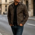 thumbnail image 5 of LYSMORA 2026 Men's Lapel Collar Faux Suede Zip Jacket, Slip Side Pockets Loose Fit Casual Daily Outerwear, 5 of 5