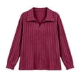 thumbnail image 6 of Fall Tops for Women Nelozsy Women V Neck Plus Size Ribbed Long Sleeve Top Pullover Wine XXXL, 6 of 6