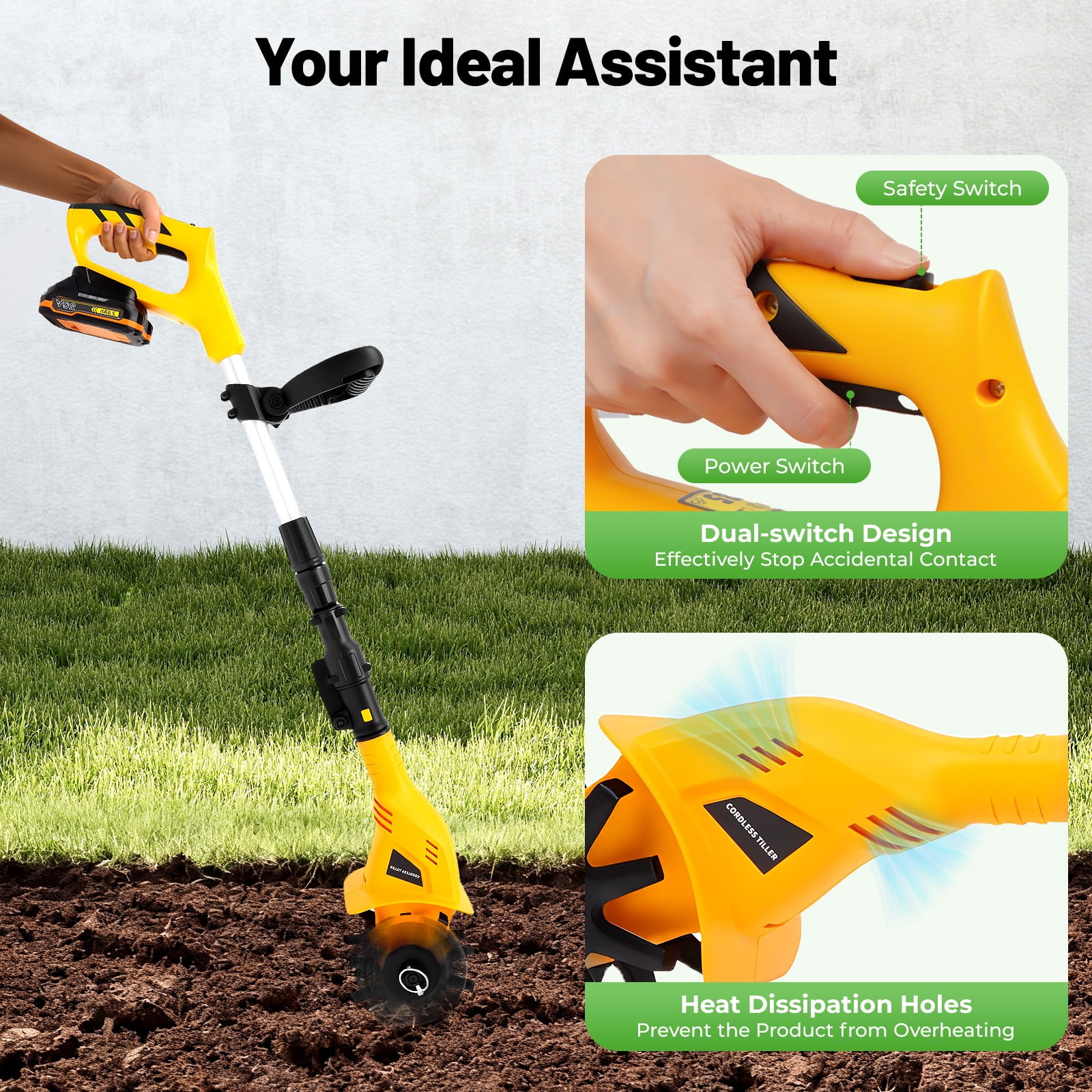Battery Powered Tilling Machine, Handheld Electric Tilling Machine, Cordless Tilling Machine