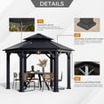 thumbnail image 4 of HWG20-033 Outdoor Galvanized Steel Hardtop Patio Gazebo Pergola w/Aluminum Frame, Prime Curtains and nettings include Black 15' x 15', 4 of 5