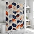 thumbnail image 6 of Xipuska Navy Blue Burnt Orange Botanical Shower Curtain - Water Repellent Fabric Shower Curtains Washable, Vintage Leaves Decorative Polyester Cloth Bathroom Curtains Modern Bath Decor 36"x72", 6 of 6