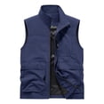 thumbnail image 2 of Ceisia Men's Big & Tall Multi Pocket Cargo Vest Stand Collar Sleeveless Utility Jacket Lightweight Outdoor Workwear Vest Dark Blue XXXXL Gifts for Father, 2 of 8