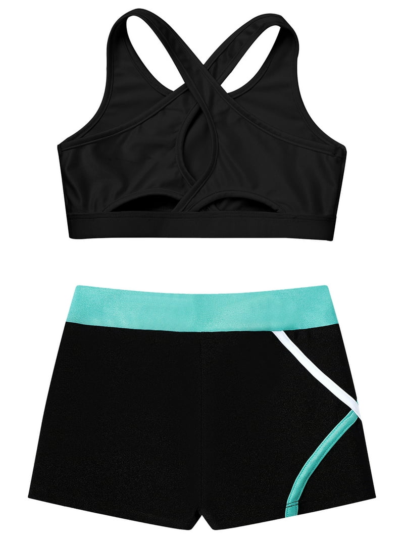 ZDHoor Girls 2 Piece Dance Crop Top with Booty Shorts Set