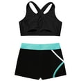 thumbnail image 5 of ZDHoor Girls 2 Piece Dance Crop Top with Booty Shorts Set Gymnastics Dancewear Swimwear Black&Blue Green 10, 5 of 6