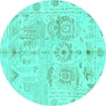 thumbnail image 1 of Ahgly Company Indoor Round Abstract Turquoise Blue Modern Area Rugs, 4' Round, 1 of 4