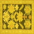 thumbnail image 1 of Ahgly Company Machine Washable Indoor Square Abstract Yellow Modern Area Rugs, 7' Square, 1 of 4