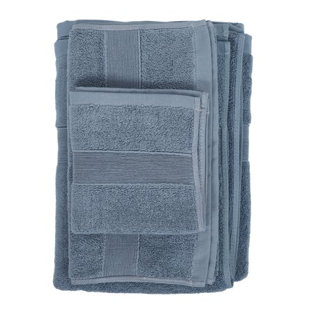 Unique Bargains 3 Pcs Cotton Bath Towel Classic Design Soft Absorbent Cotton Bath Towel Blue 27.56 x55.12