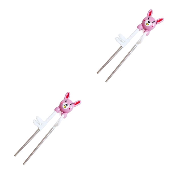 Monstrate Palillos de metal Acero inoxidable Utensilio de comedor profesional Accesorio de entrenamiento para principiantes Artesanía Vajilla linda Rosa Rosado 2piezas Monstrate CBP392822