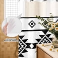thumbnail image 3 of No Hook Shower Curtain, White Black Boho Shower Curtains for Bathroom with See Through Top Window, Southwest Ethnic Abstract Geometric Waterproof & Washable Bath Curtain Small Stall 36"x78", 3 of 9