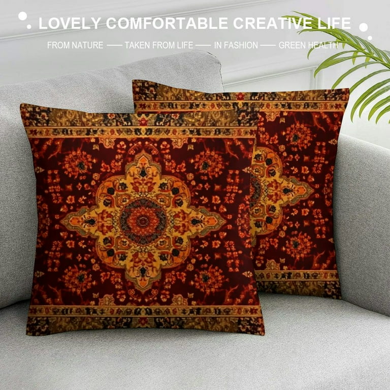COMIO Rectangle Pillow Cover Red Oriental Persian Carpet Pattern Pillow Case for Bed Couch Sofa Decor