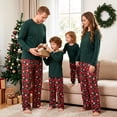 thumbnail image 5 of NIPAXO Matching Family Christmas Pajamas Set Solid Green Long Sleeve Top with Red Plaid Pants for Men Women Kids, 5 of 10