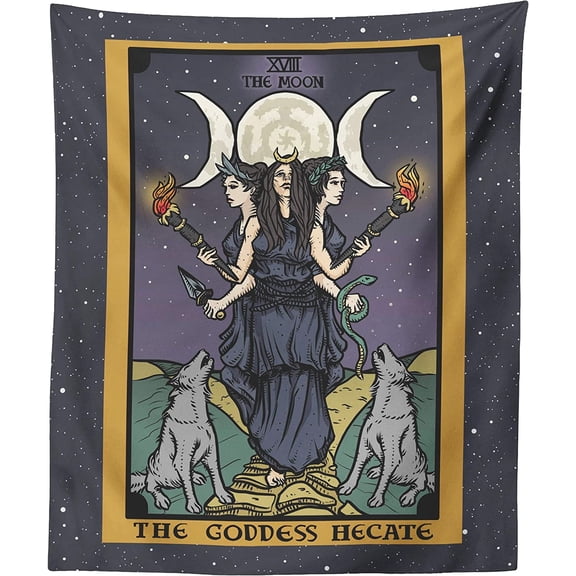 The Ghoulish Garb The Goddess Hecate In The Moon Tarot Card Tapestry 60" x 50"