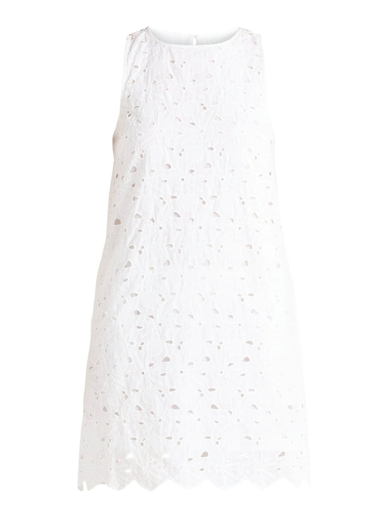 Time and Tru Women's Eyelet Embroidered Mini Dress, Sleeveless, Midi, Sizes  XS-XXXL - Walmart.com