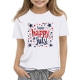 thumbnail image 2 of Amidoa Girls Short Sleeve Graphic Summer Crewneck Independence Day T Shirts Kids Casual Tops White Size 5T, 2 of 5