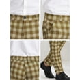 thumbnail image 6 of Unique Bargains Men's Dress Plaid Pants Casual Flat Front Stretch Checked Trousers 38 Brown White, 6 of 6