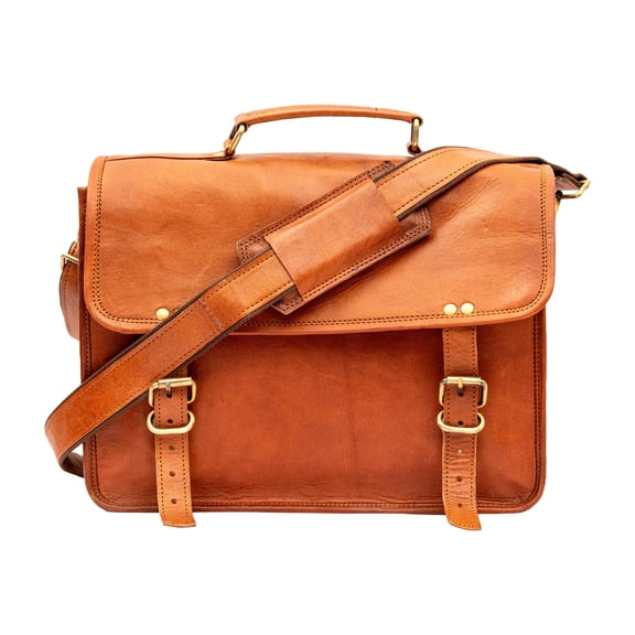 Twara 14 inch Leather Laptop Messenger Bag For Men and Women | Handmade Vintage Shoulder Briefcase, Crossbody Satchel For Work, Travel & Casual Use