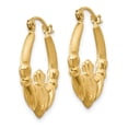 thumbnail image 2 of Primal Gold 14K Yellow Gold and Satin Claddagh Hoop Earrings, 2 of 4