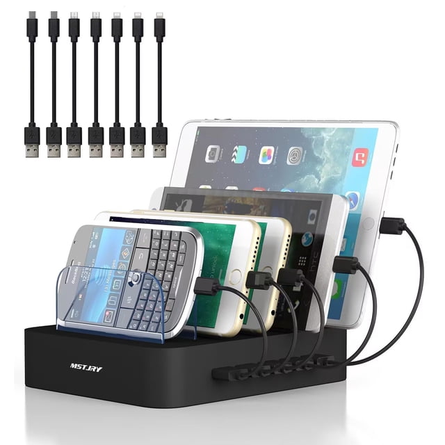 Estación de carga MSTJRY USB-A de 5 puertos para iPhone iPad negra