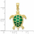 thumbnail image 2 of 10K Yellow Gold Green Enameled Sea Turtle Pendant (29 X 18) Made In Peru -Jewelry By Sweet Pea, 2 of 5
