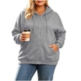 thumbnail image 2 of Plus Size Full Zip Hoodie for Women Ghalytn Oversized Long Sleeve Jacket - Casual Sweatshirt with Kangaroo Pocket, 2 of 7