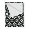 thumbnail image 2 of Aztec Soft Flannel Fleece Throw Blanket, Native Ornamental with Classic Victorian Damask Baroque Effects Pattern, Cozy Plush for Indoor and Outdoor Use, 50" x 70", Black and White, by Ambesonne, 2 of 5