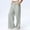Gray, variant on Oplxuo Split Side Lace Trim Linen Pants for Women Wide Leg Elastic Waist Loose Travel Lounge Trousers with Pockets