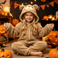 thumbnail image 3 of Coerni Unisex Kids Bear Onesie Soft Flannel Fleece Zipper Jumpsuit 3D Animal Hood Boys Girls Fall Winter Cozy Loungewear, 3 of 7