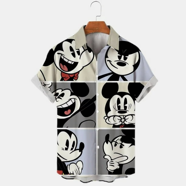 Disney Anime 3D Mickey Mouse Print Men Shirt Summer Loose Short Sleeve Casual Shirt Hawaiian Shirt Shirt Top Plus Size Hot SaleL Gao Jinjia LED