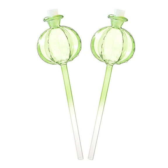 Pomegranate Shape Plant Watering Globes 2-Pack,Green Glass Cactus Self Watering Globe, Glass Waterer for Potted Plants - Automatic Mini Irrigation System
