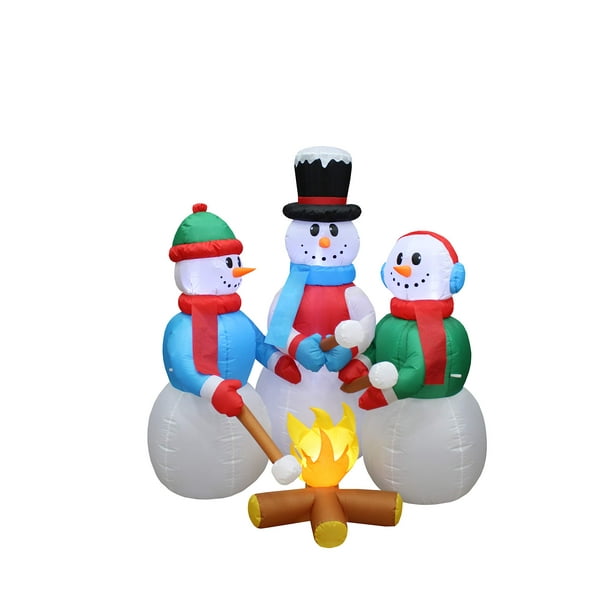 Muñecos de nieve inflables familiares con forma de muñeco de nieve, 150 cm, con luces LED