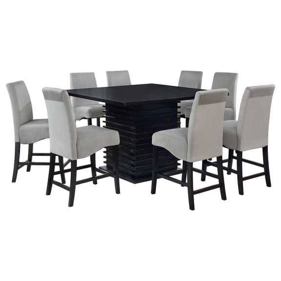 Pemberly Row 9-Piece Contemporary Wood Dining Set in Black and Gray