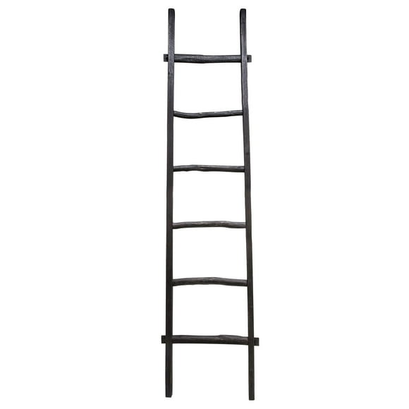Sagebrook Home Rustic Blanket Ladder - Wooden Decorative Storage Rack - Fir Wood - Coastal Farmhouse Style - Ideal for Home, Office, Bedroom, Living Room - 76" Black