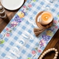 thumbnail image 3 of Easter Bunny Gnomes Table Runner - 120 Inch Long Spring Easter Eggs Floral Blue Plaid Cotton and Linen Blended Dress Scarves Farmhouse Table Runner for Kitchen Dining, Coffee Table, 13" x 120", 3 of 8