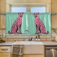 thumbnail image 2 of Yayeee Kitchen Curtains Tier Set of 2 Light Filtering 57"x36" Over Sink Window Panels, Pink Cheetah, 2 of 7
