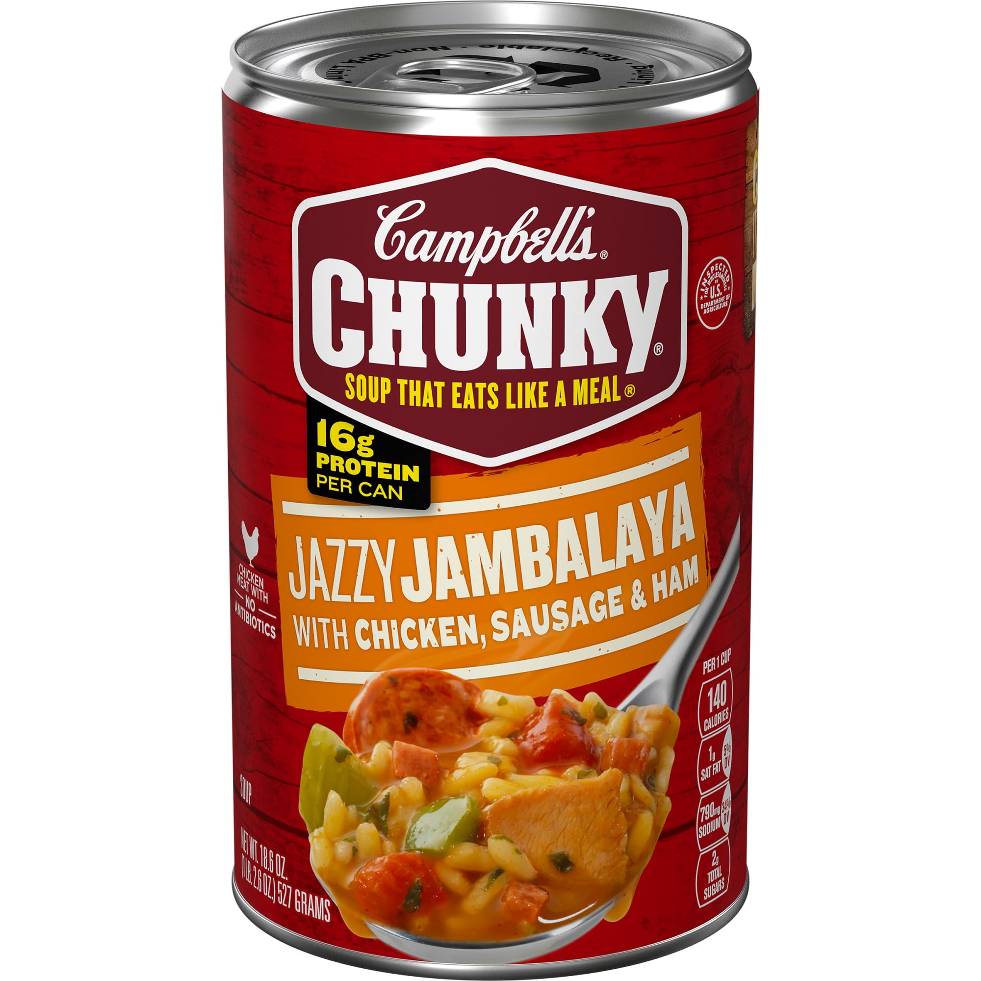 Campbells Chunky Soup, Ready to Serve Jazzy Jambalaya with Chicken, Sausage and Ham Soup, 18.6 Oz Can
