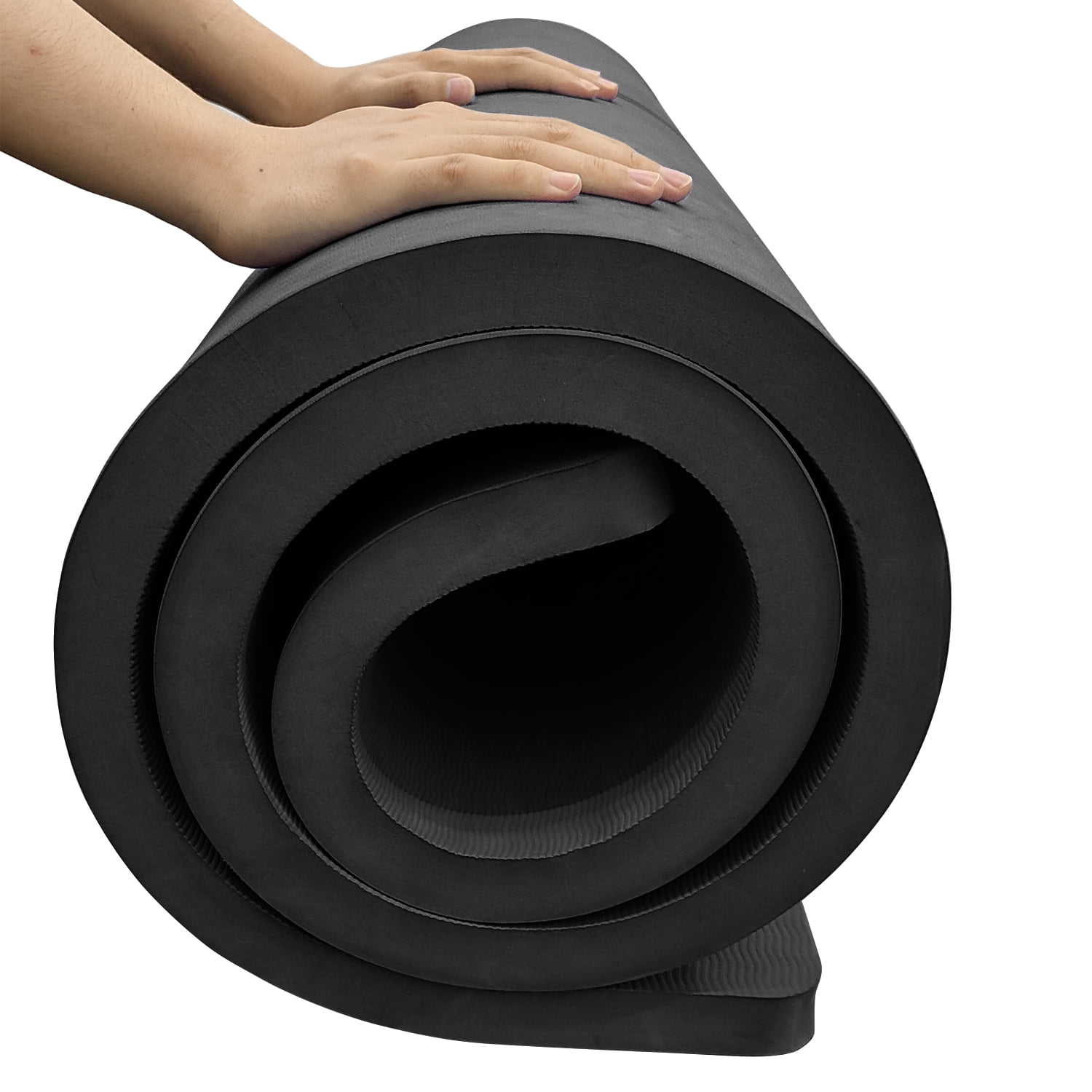 Extra Thickened 30mm Exercise Mat (72" x 32") for Men & Women Non Slip with High Density Large Shock Absorber Pad for Home Gym Travel & Floor Outside Fitness in Black
