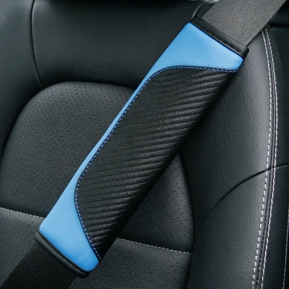 Car Seat Belt Shoulder Pad Cover Soft Carbon Fiber Texture Comfort Cushion with PU Leather Universal Fit Protector for Auto Interior Accessories
