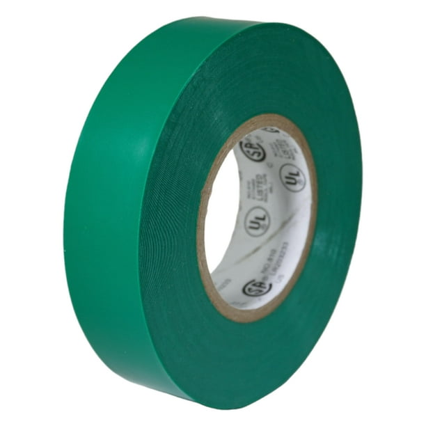 Suministros GGR T.R.U. EL-766AW Cinta eléctrica verde de uso general de 3/4"" (ancho) x 66' (largo) Núcleo listado por UL/CSA. Cinta eléctrica de caucho sintético de vinilo para uso general