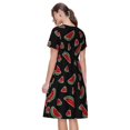 thumbnail image 2 of Bixox Robe d'Été à Manches Courtes pour Femmes Robe Ample Longueur Genou avec Poches-Pastèque, 2 of 7