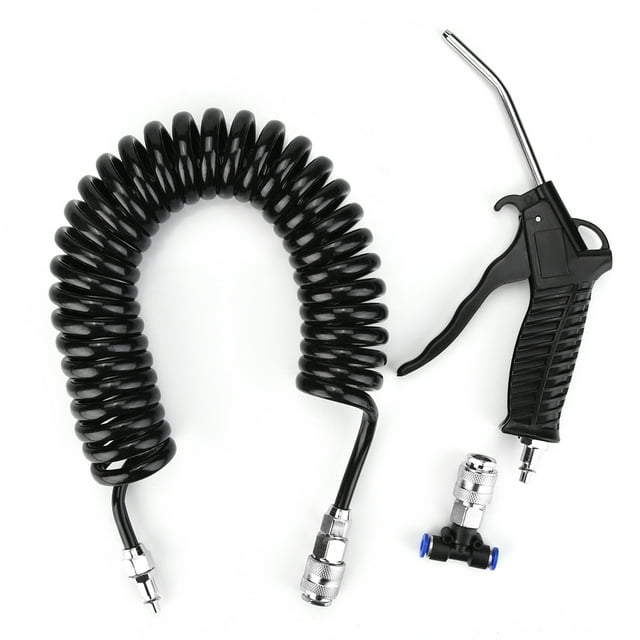 Kit de pistola de aire comprimido negra con soplador de aire neumático y conector pequeño, manguera de PU